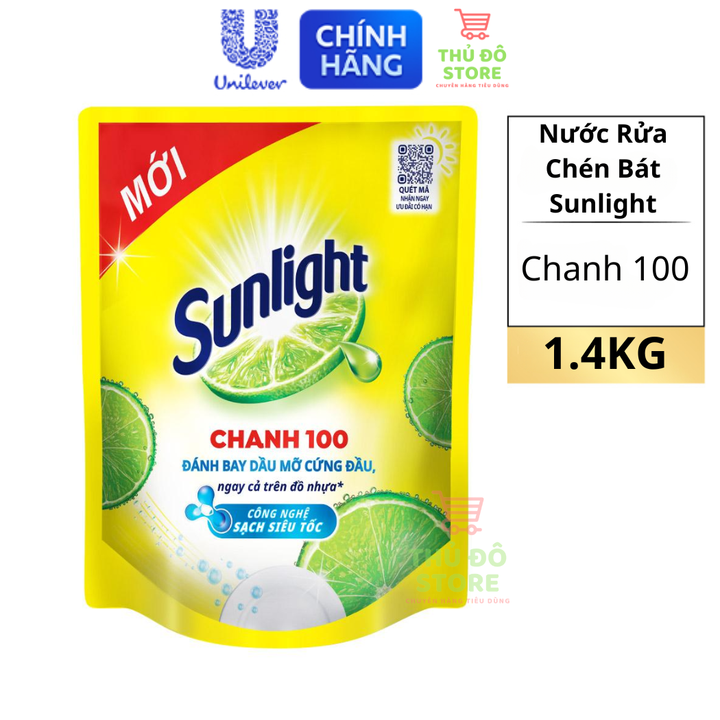 Nước Rửa Chén Bát Sunlight Chanh Vàng 100 - Túi 1.4KG