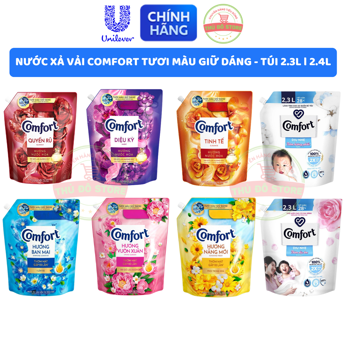 Nước Xả Vải Comfort Chăm Sóc Chuyên Sâu - Túi 2.4L