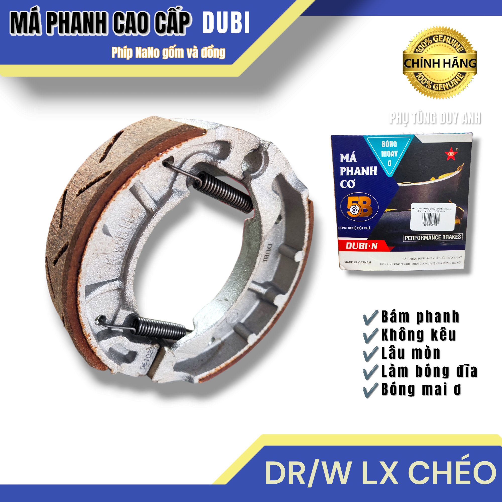 Má phanh cơ Dream Rãnh lò xo chéo (, xanh tím, T100) (RNA)