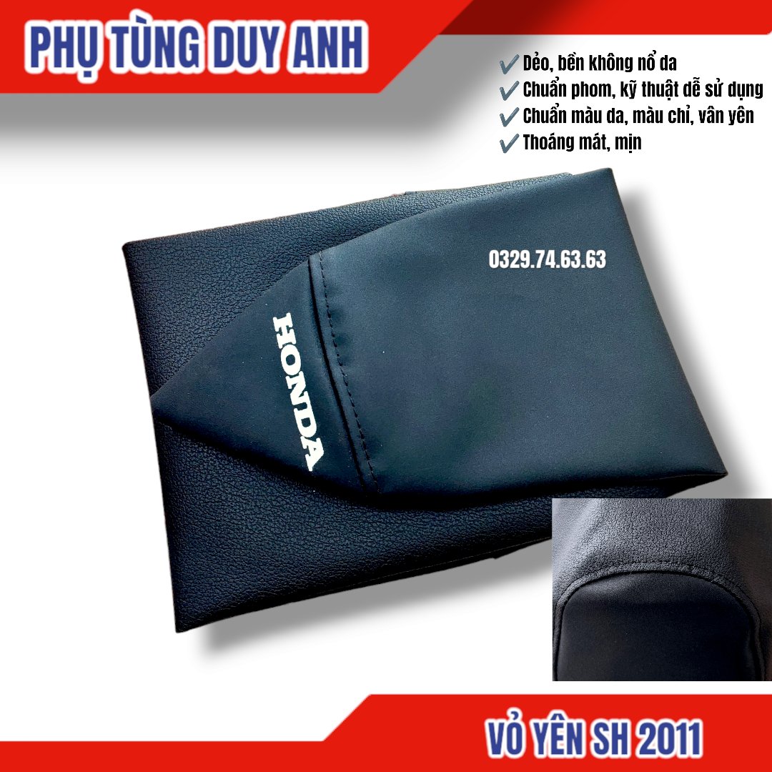Vỏ yên SH cao 2011 chỉ đen