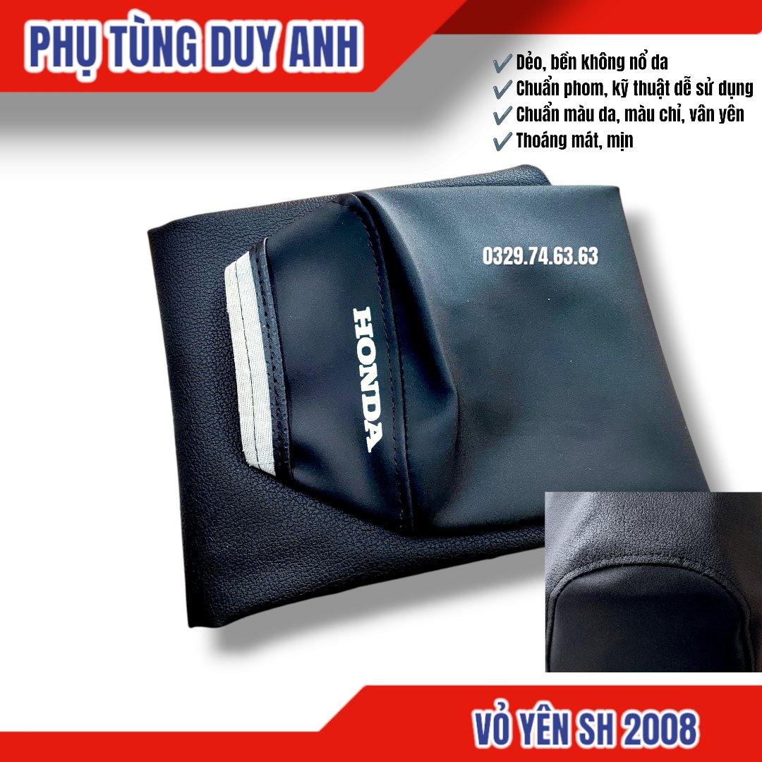 Vỏ yên SH cao 2008 nhập Đen