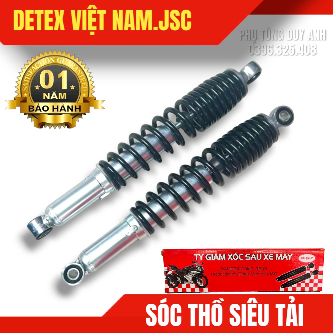 Giảm xóc sau Detex xe thồ (HD, đen) - Đôi (T10)