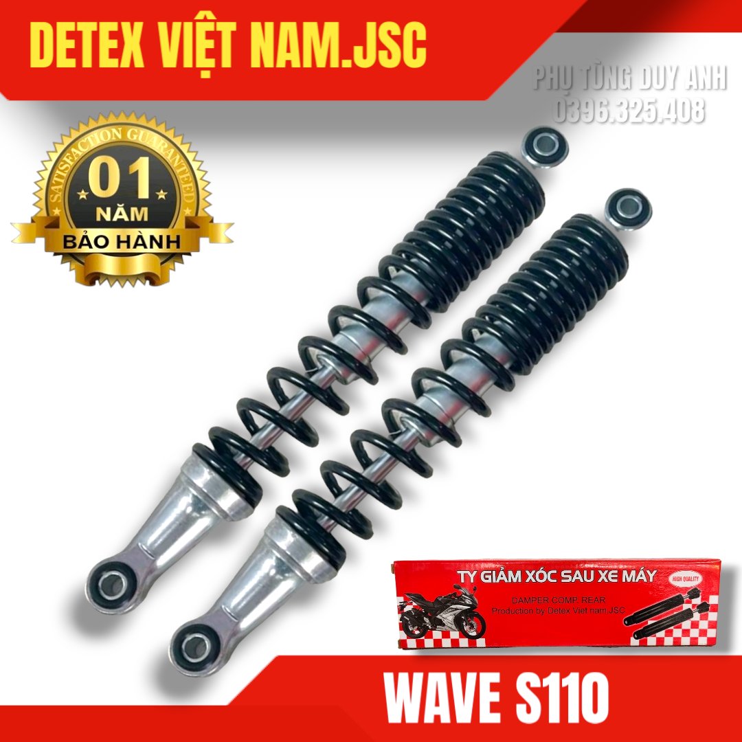 Giảm xóc sau Detex WA S 110 (đen) - (T10)