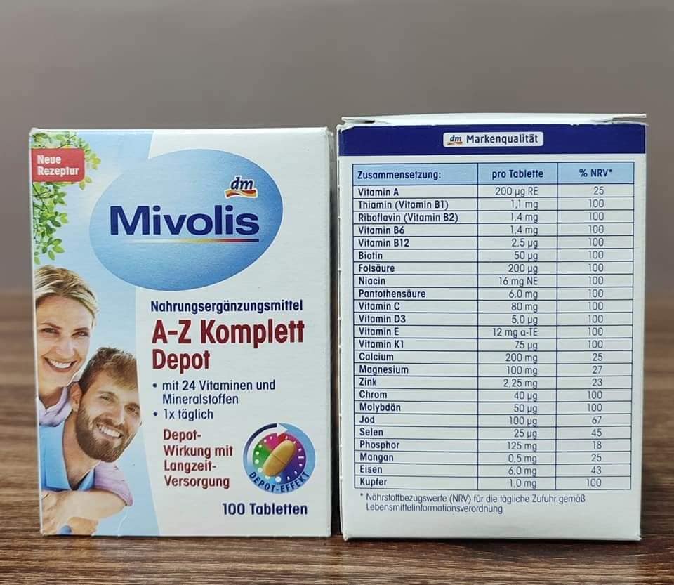 Vitamin tổng hợp Mivolis A-Z Komplett Depot- Hộp 100v (Date 7/2024)