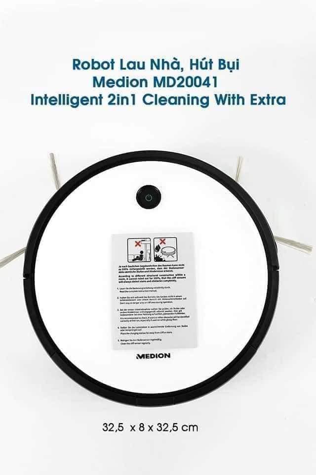 Robot Hút Bụi Lau Nhà công nghệ cao thế hệ mới Medion MD20041 Intelligent 2in1 Cleaning [Xách tay Đức giá gốc] With Extra Power