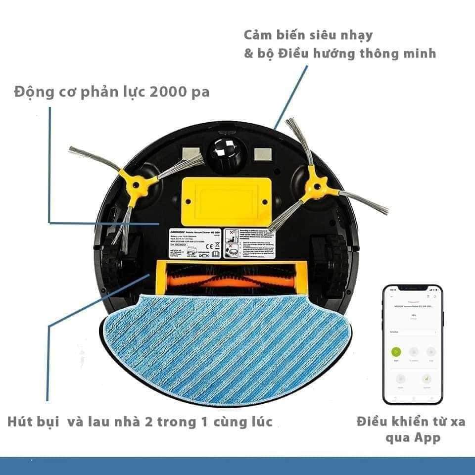 Robot Hút Bụi Lau Nhà công nghệ cao thế hệ mới Medion MD20041 Intelligent 2in1 Cleaning [Xách tay Đức giá gốc] With Extra Power