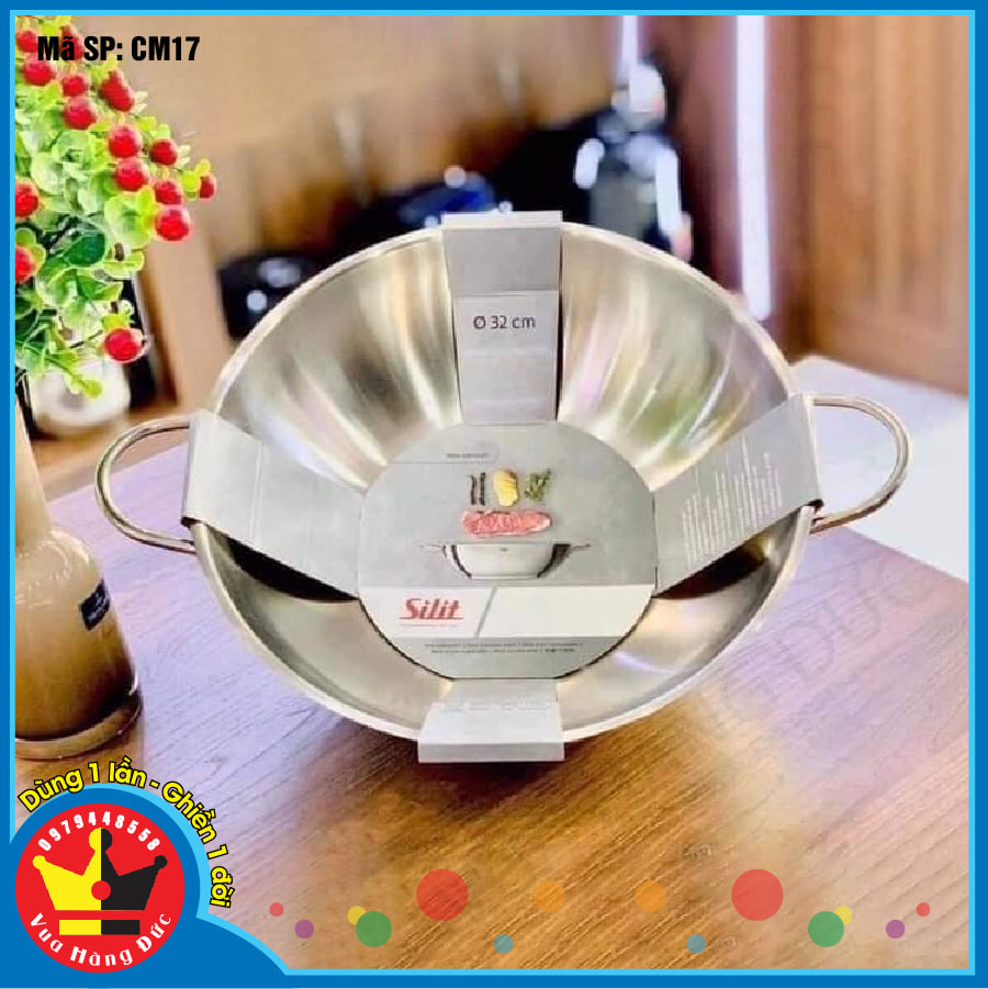 Chảo thép sâu lòng Silit Wok 32cm [Xách tay Đức giá gốc]