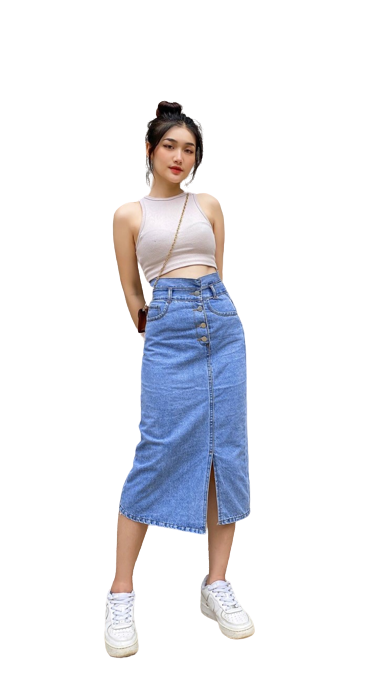 Quần sooc jeans nữ giả váy lưng cao thiết kế trẻ trung năng động