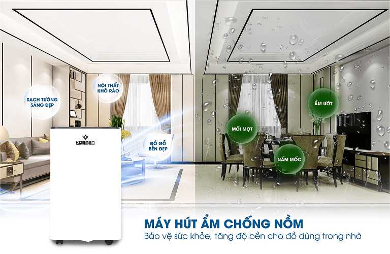 Máy hút ẩm Kosmen KM-60S ngăn chặn vi khuẩn, nấm mốc cho nhà bạn