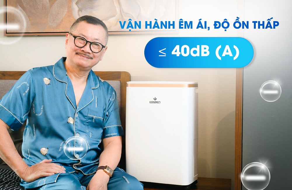 Máy hút ẩm Kosmen KM-12N vận hành êm ái, an tâm ngủ ngon