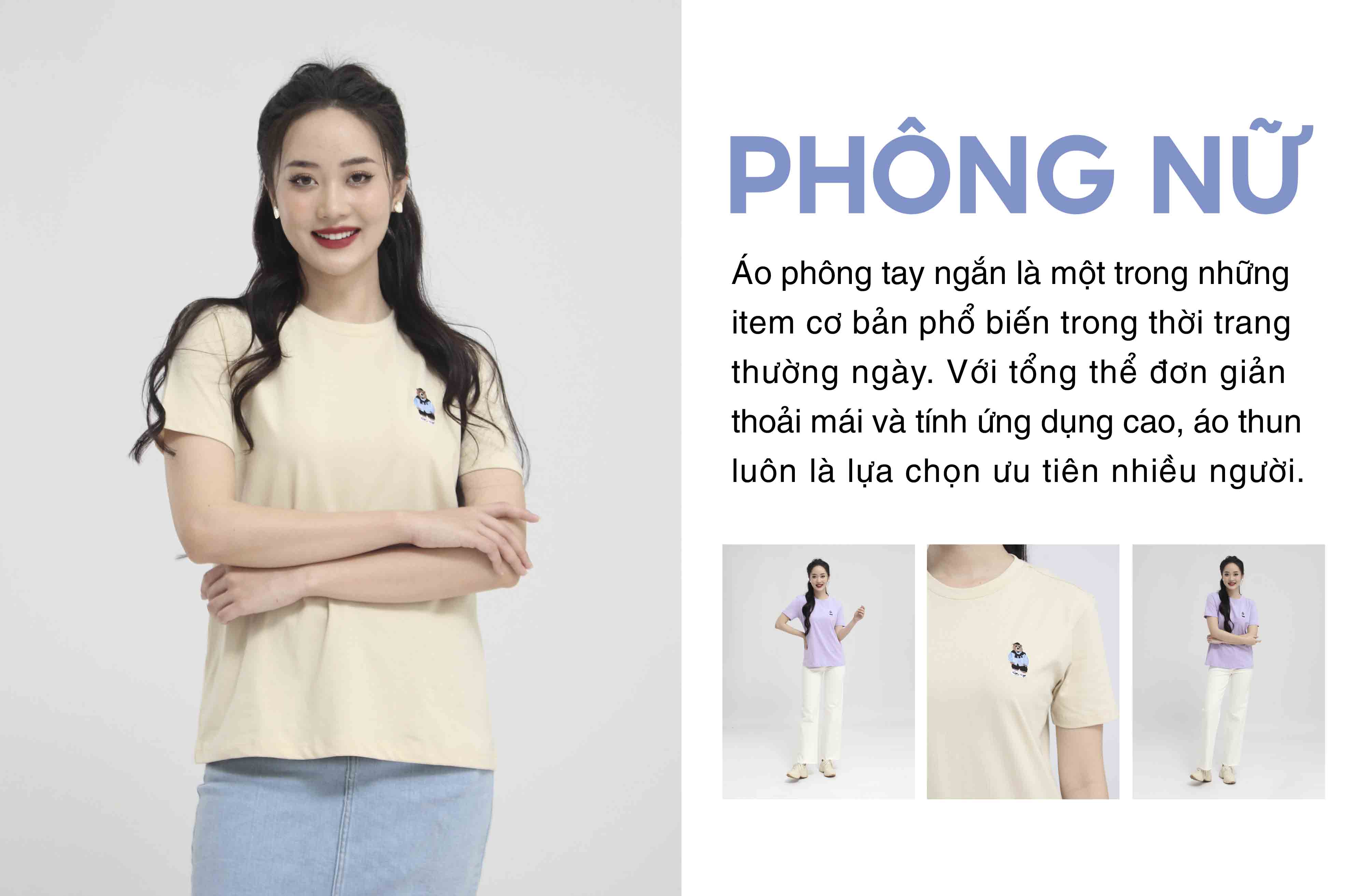 Áo phông nữ thêu con gấu 231APU32 Áo Phông Nữ Thêu Con Gấu 231Apu32