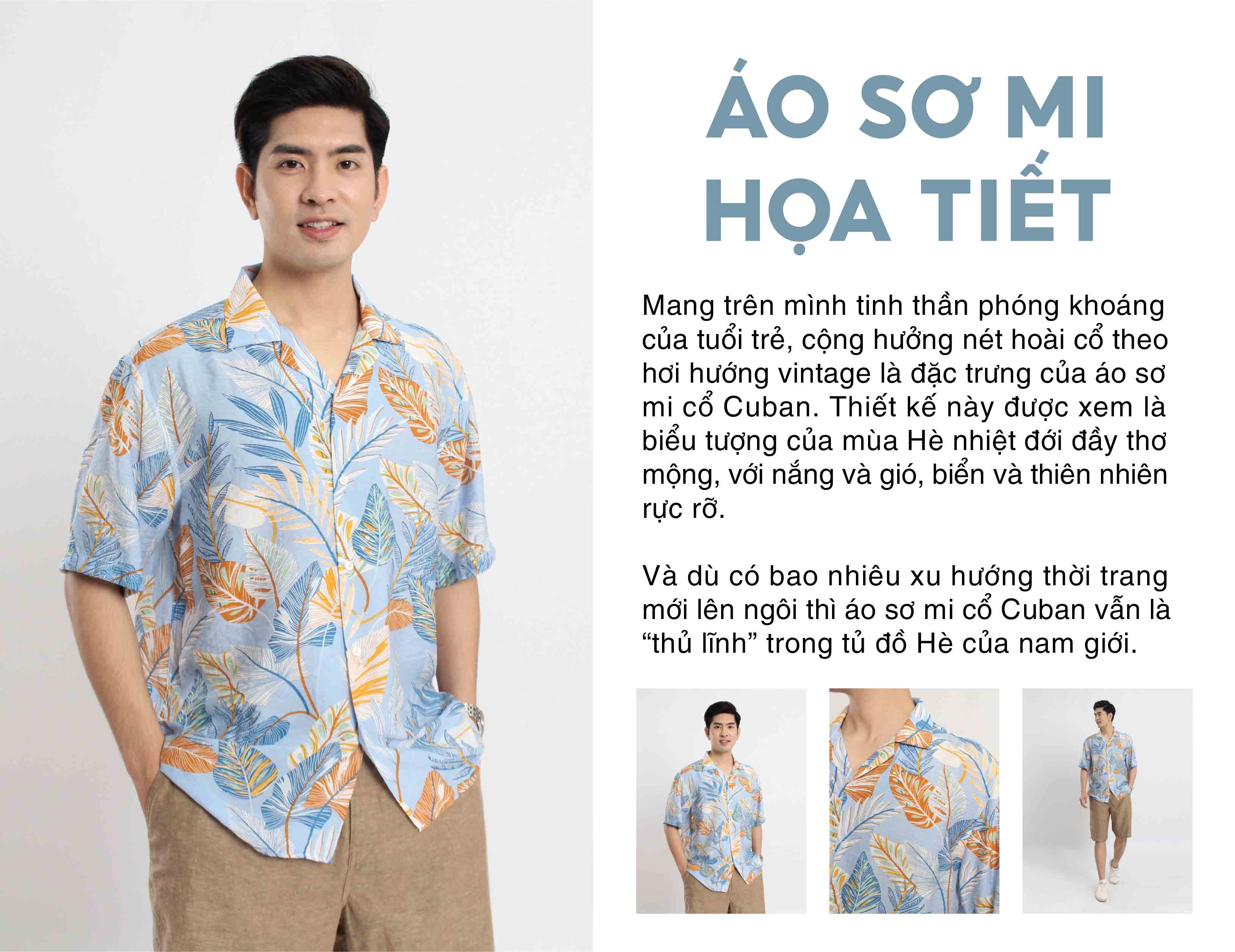 Áo sơ mi kapo hoạ tiết nam HT