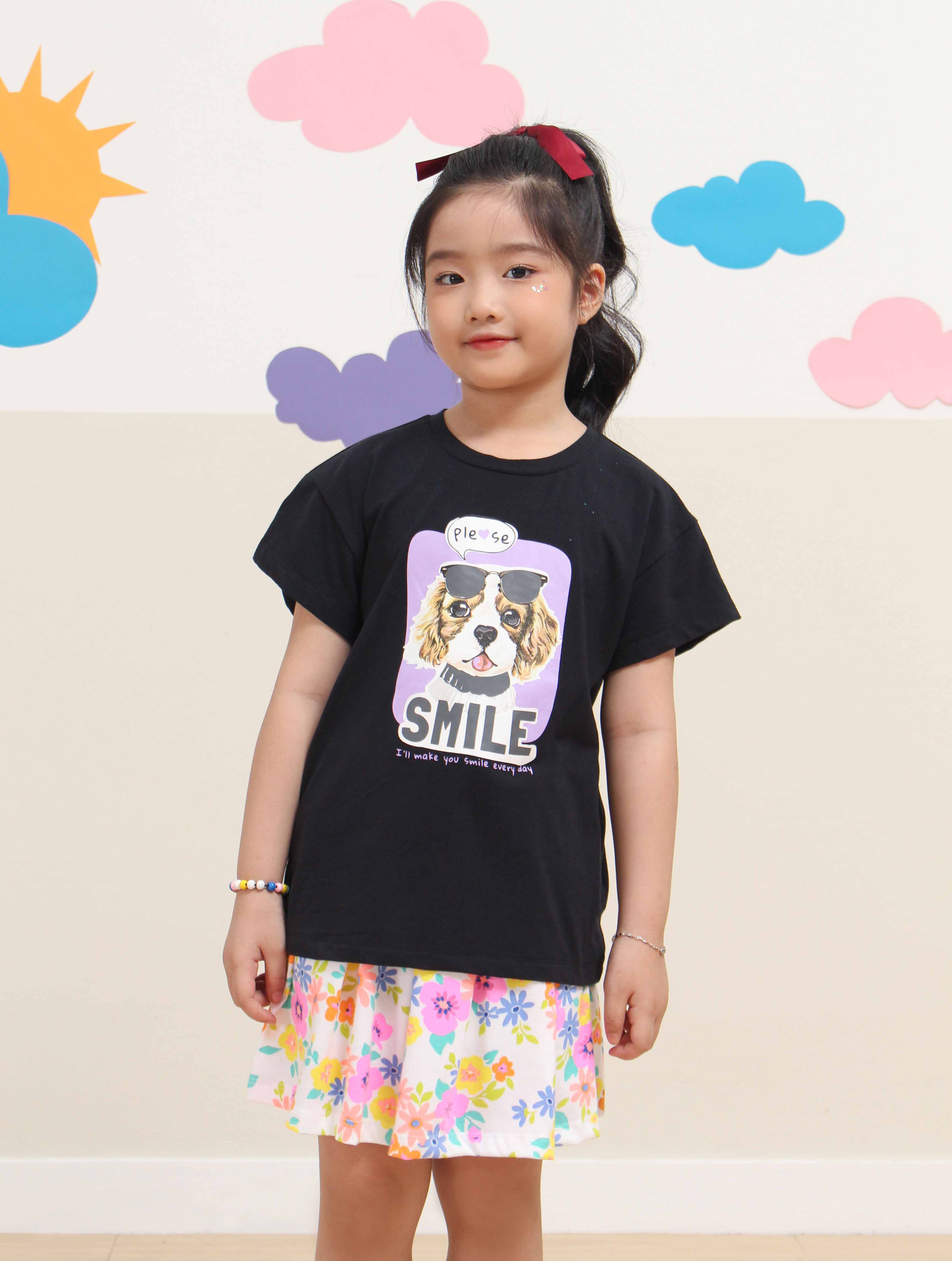 Áo phông bé gái in hình con chó 231APG03