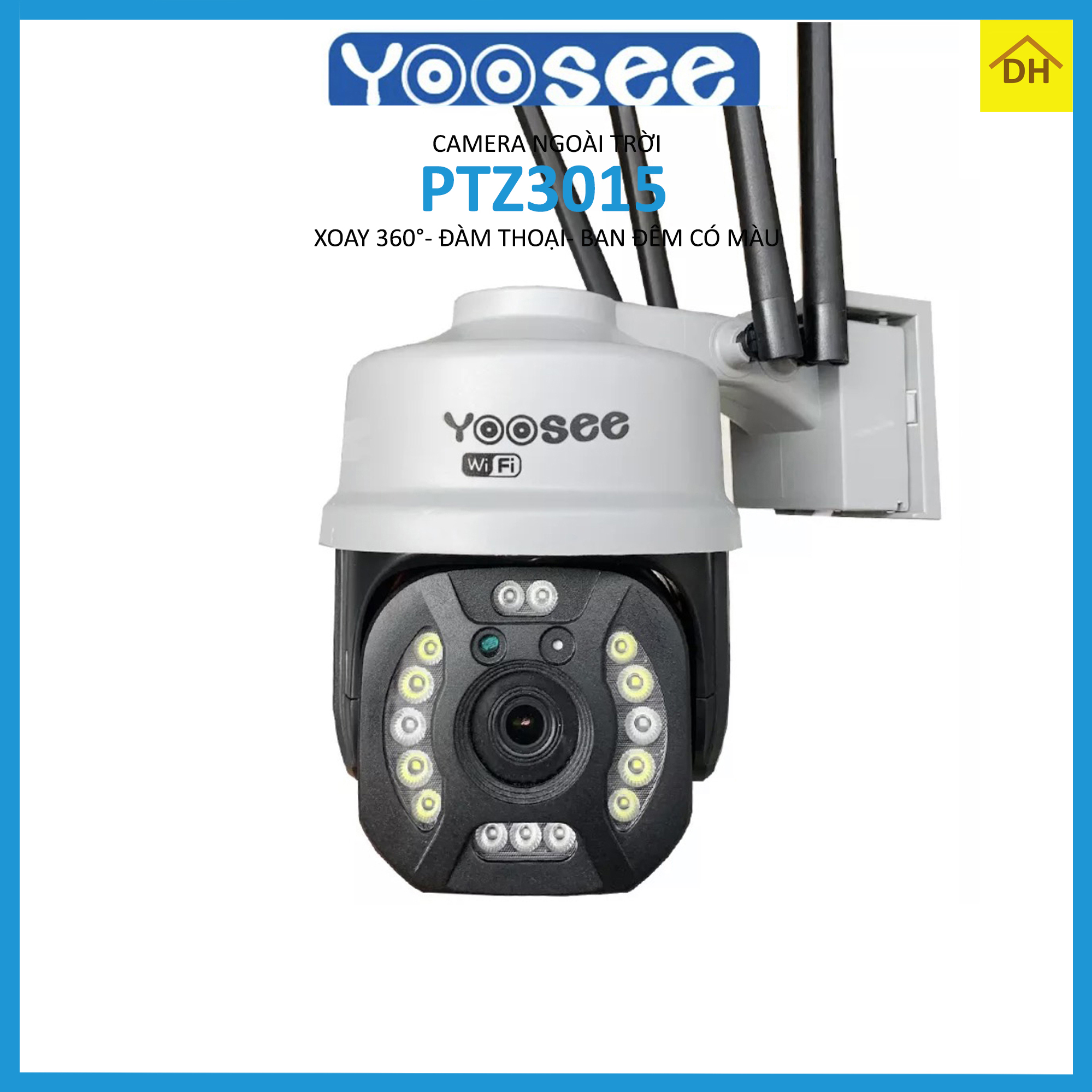 Camera YOOSEE PTZ3015 Xoay 360 Độ Full HD 5.0M- Đàm Thoại 2 Chiều- Báo Động Chống Trộm- Ban Đêm Có Màu- Wifi Không Dây Ngoài Trời