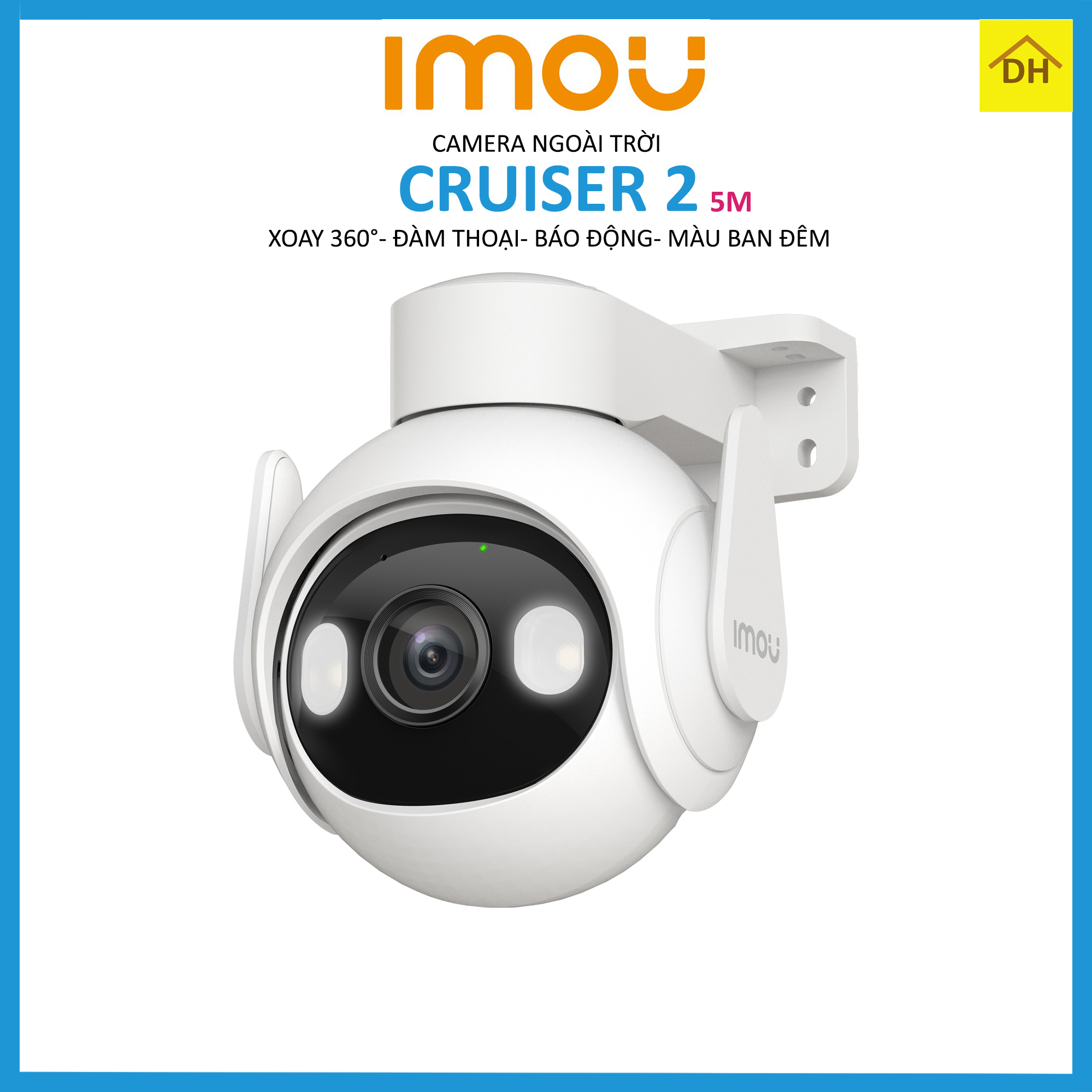 Camera IMOU PTZ CRUISER 2 5M 3K Xoay 360 Độ- Đàm Thoại 2 Chiều- Ban Đêm Có Màu- Góc Nhìn Rộng - Wifi Ngoài Trời Chính Hãng