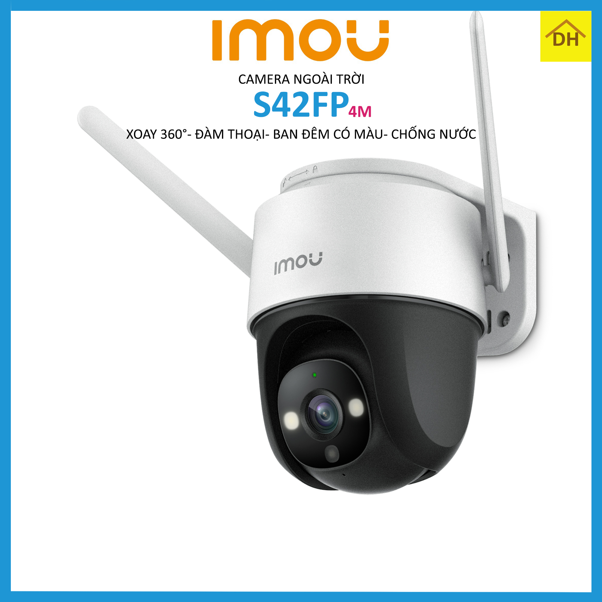 Camera IMOU PTZ S42FP 4M 2K Xoay 360 Độ- Đàm Thoại 2 Chiều- Ban Đêm Có Màu- Góc Nhìn Siêu Rộng - Wifi Ngoài Trời Chính Hãng