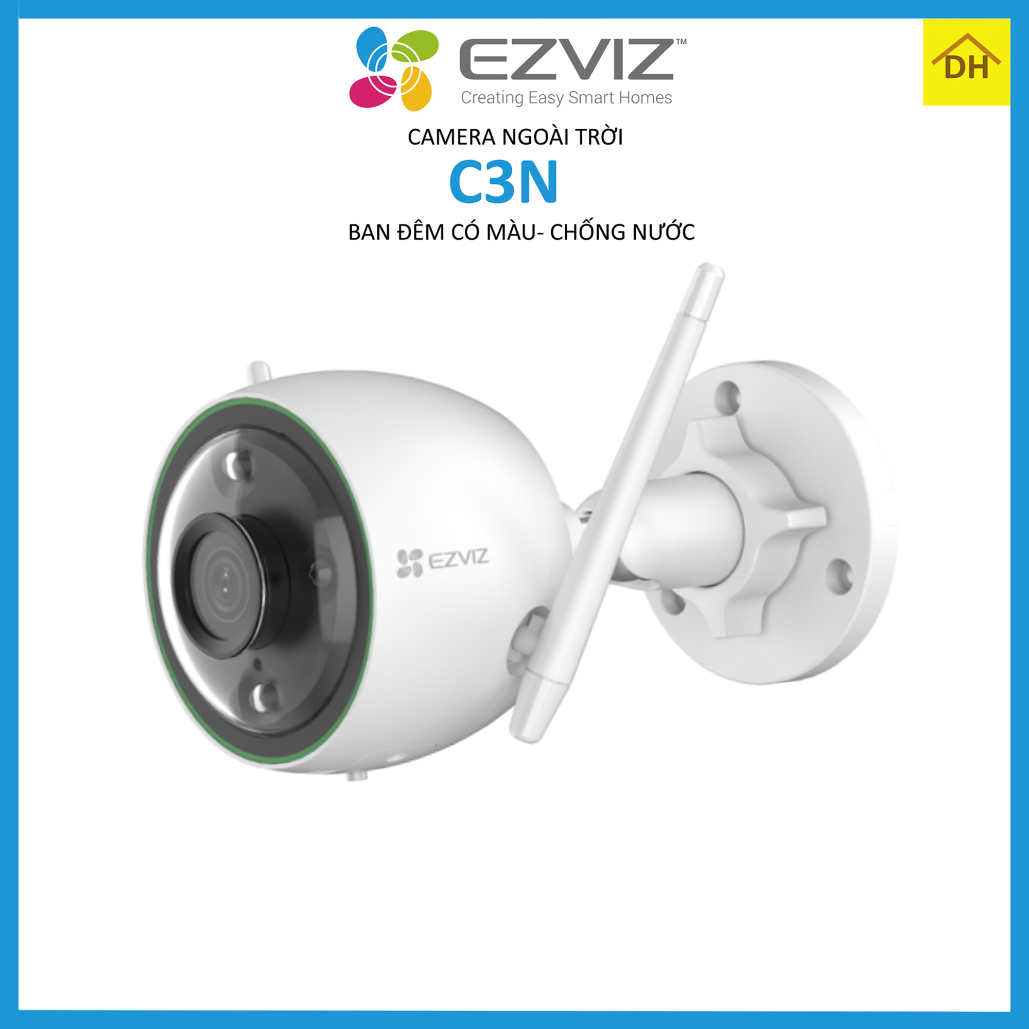 Camera EZVIZ C3N LOLOR 2M 1080p Góc Rộng 2.8mm-Ban Đêm Có Màu- Chống Nước- Wifi Ngoài Trời Chính Hãng