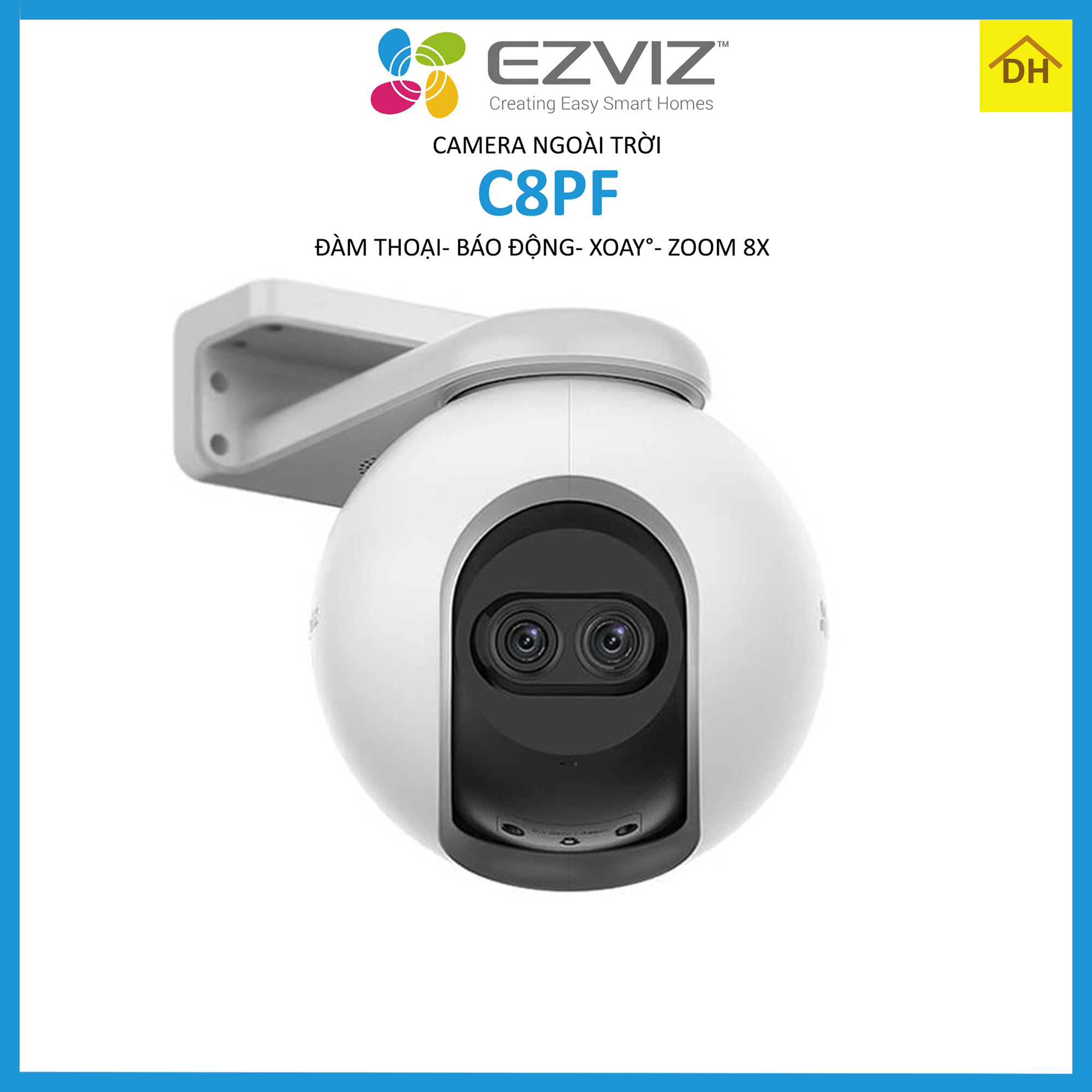Camera EZVIZ C8PF FHD 1080p Xoay 360 Độ- Zoom 8x- Đàm Thoại 2 Chiều- Ban Đêm Có Màu- Chống Nước- Wifi Ngoài Trời Chính Hãng