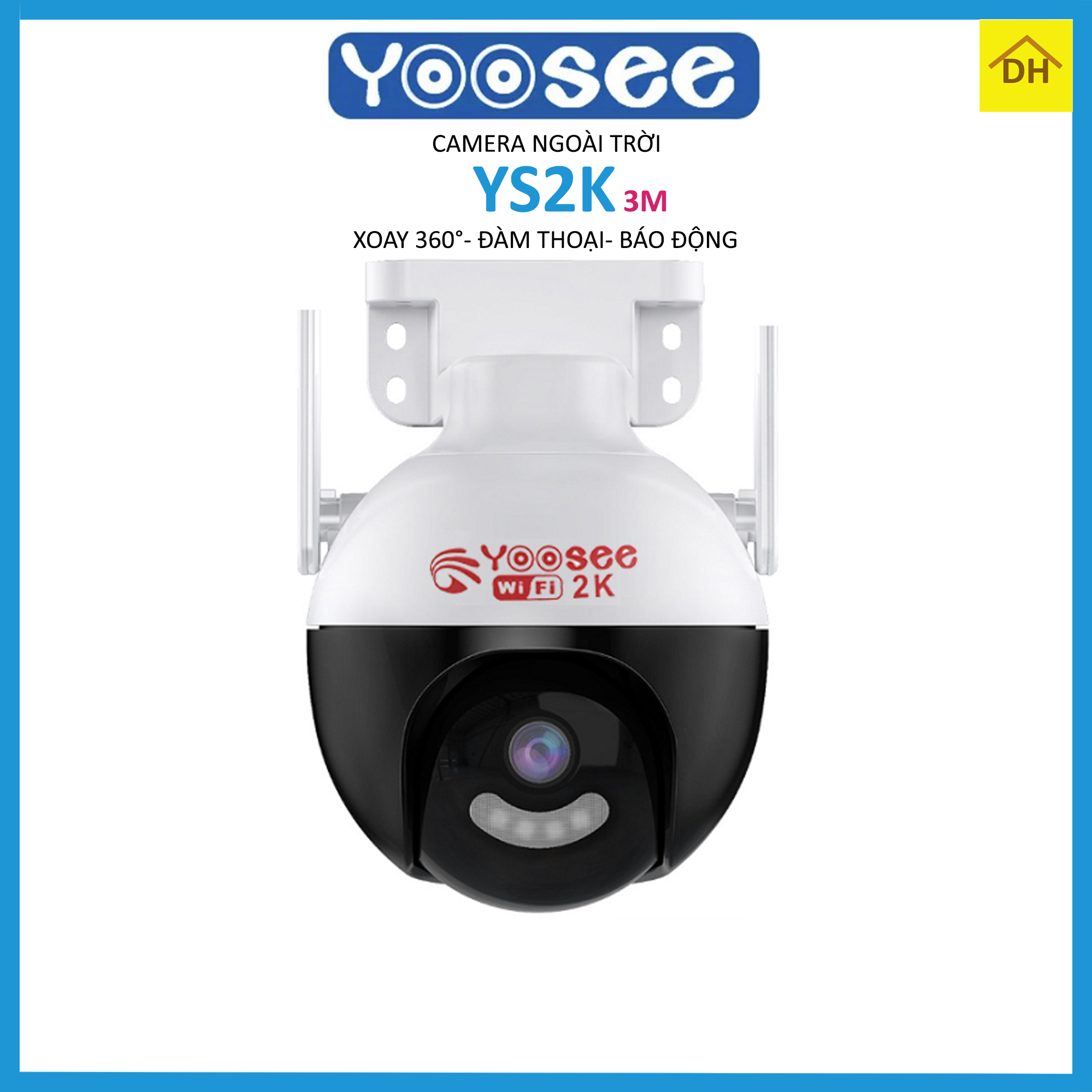 Camera YOOSEE PTZ 2K 3M 1296p Xoay 360 Độ- Đàm Thoại 2 Chiều- Báo Động Chống Trộm- Ban Đêm Có Màu- Wifi Không Dây Ngoài Trời