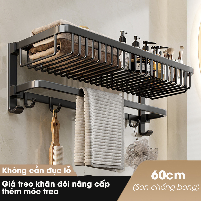 Giá kệ để khăn, để đồ nhà tắm KIVA, đa dạng mẫu mã, thiết kế, kích thước và màu sắc, chất liệu nhôm hàng không cao cấp.