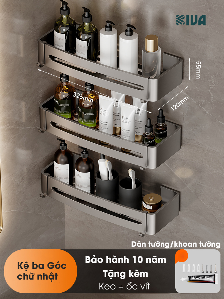 Kệ 3 chữ nhật xám có thanh