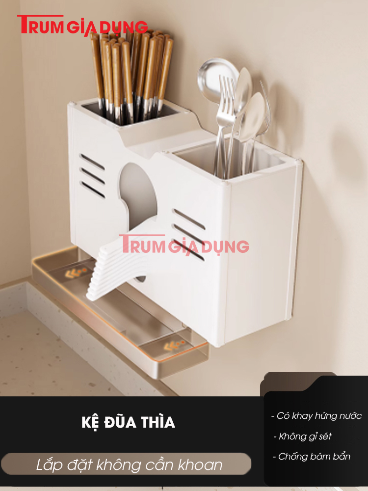 Kệ gia vị nhà bếp đa năng KIVA màu xám, chất liệu thép Carbon, lắp đặt dán tường, khoan tường