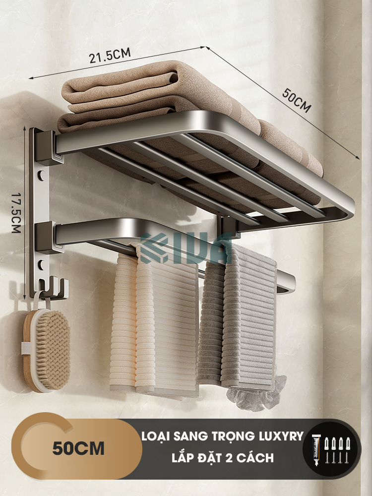 Giá kệ để khăn, để đồ nhà tắm KIVA, đa dạng mẫu mã, thiết kế, kích thước và màu sắc, chất liệu nhôm hàng không cao cấp.