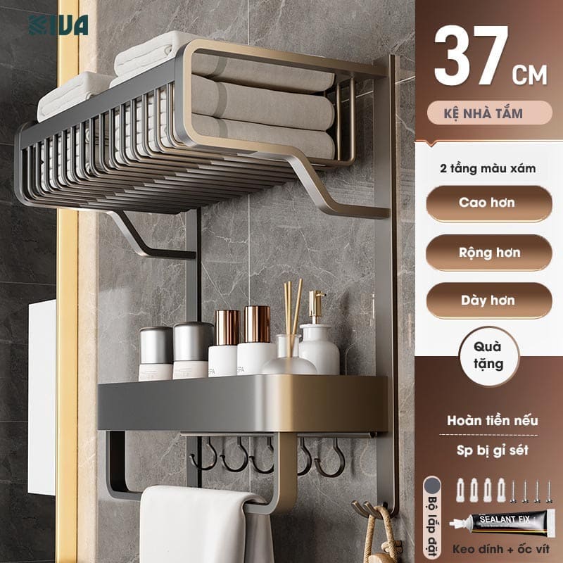 Kệ nhà tắm KIVA, thiết kế nhiều tầng để đồ nhà tắm, chất liệu nhôm hàng không, dán tường.