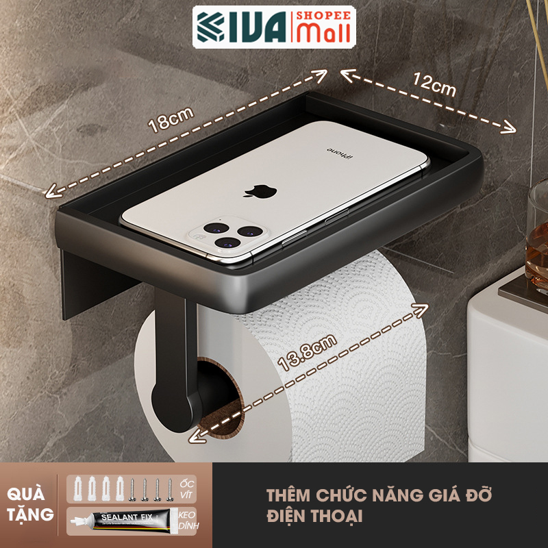 Hộp Đựng Giấy Vệ Sinh Nhà Tắm KIVA Chất Liệu Nhôm Hàng Không, Lắp Đặt Không Cần Khoan, Bảo Hành 10 Năm.