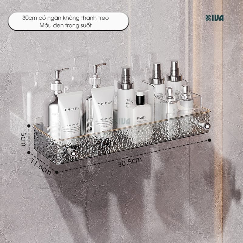 Kệ để đồ nhà tắm KIVA chất liệu Acrylic lắp đặt dán tường, thẩm mỹ, hiện đại và chắc chắn.