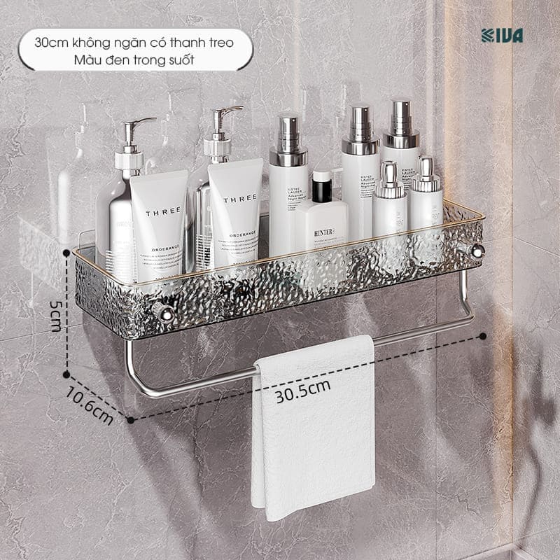 Kệ để đồ nhà tắm KIVA chất liệu Acrylic lắp đặt dán tường, thẩm mỹ, hiện đại và chắc chắn.
