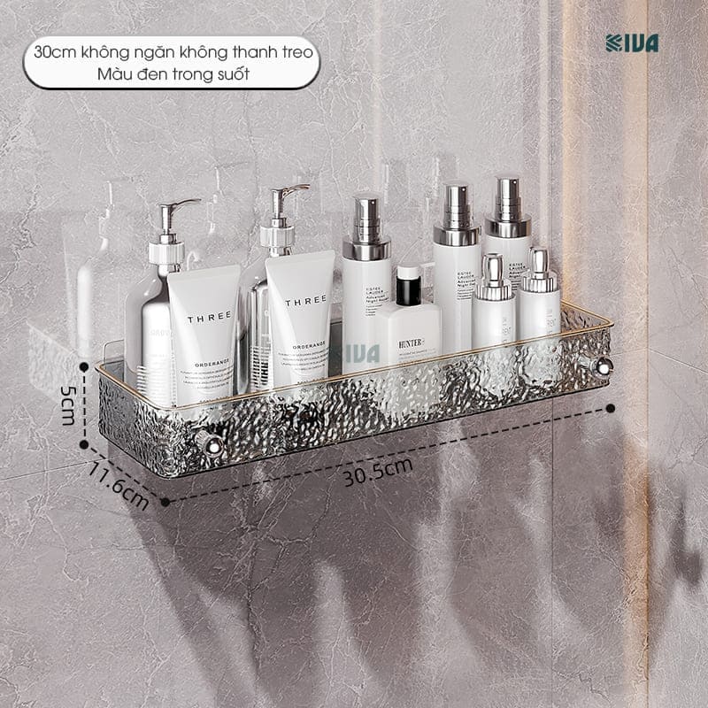 Kệ để đồ nhà tắm KIVA chất liệu Acrylic lắp đặt dán tường, thẩm mỹ, hiện đại và chắc chắn.