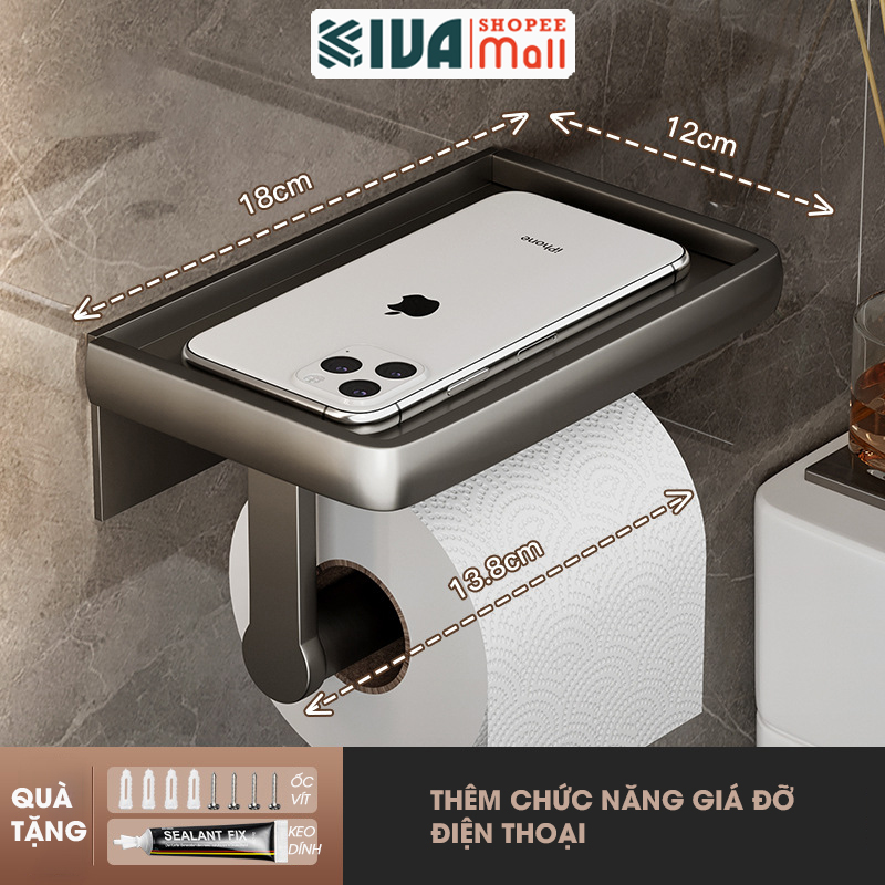 Hộp Đựng Giấy Vệ Sinh Nhà Tắm KIVA Chất Liệu Nhôm Hàng Không, Lắp Đặt Không Cần Khoan, Bảo Hành 10 Năm.