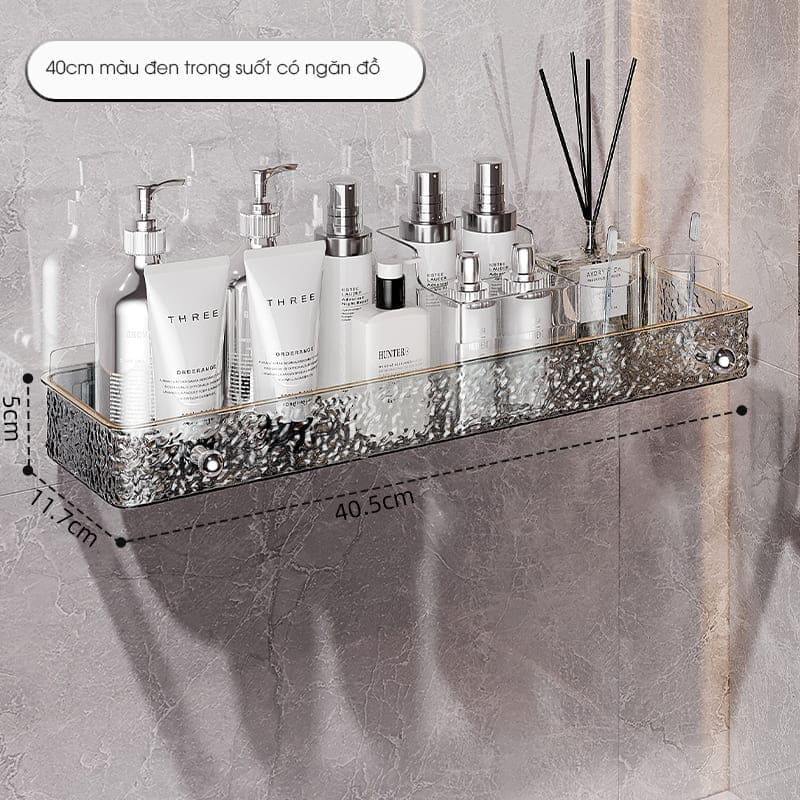 Kệ để đồ nhà tắm KIVA chất liệu Acrylic lắp đặt dán tường, thẩm mỹ, hiện đại và chắc chắn.