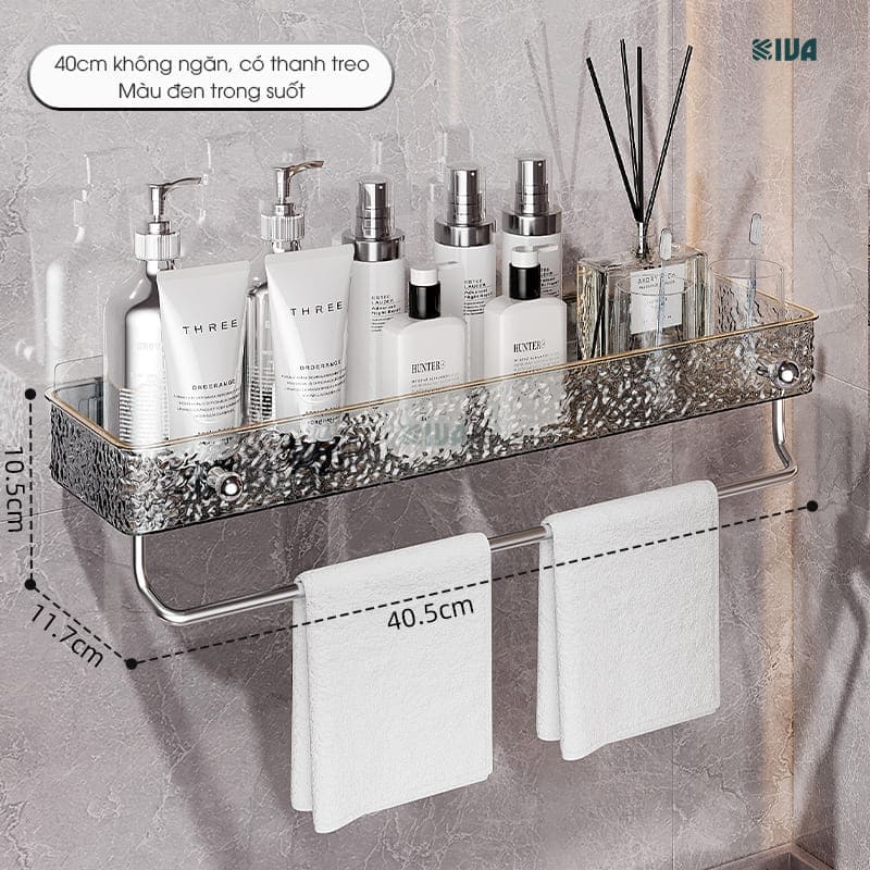 Kệ để đồ nhà tắm KIVA chất liệu Acrylic lắp đặt dán tường, thẩm mỹ, hiện đại và chắc chắn.