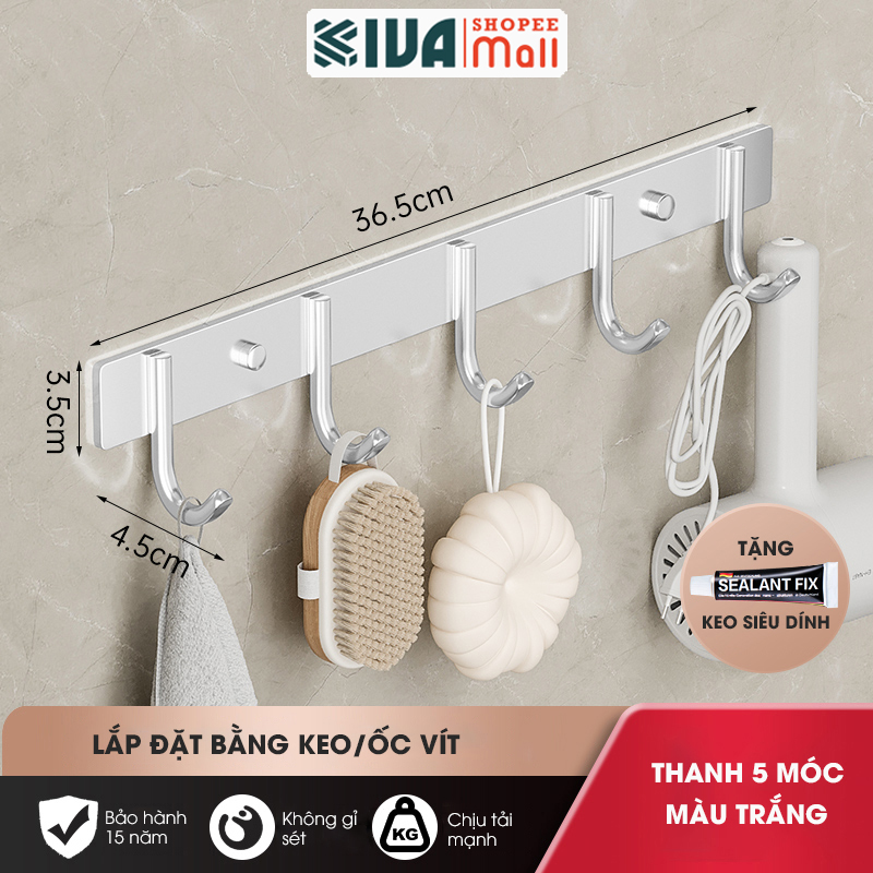 Móc Dán Tường Chịu Lực Siêu Dính KIVA Chữ C, Chất Liệu Nhôm Hàng Không Cao Cấp, Tặng Kèm Keo Siêu Dính, Ốc Vít