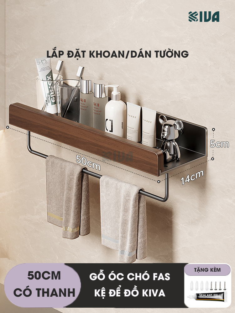 Kệ để đồ chữ nhật KIVA chất liệu gỗ óc chó cao cấp