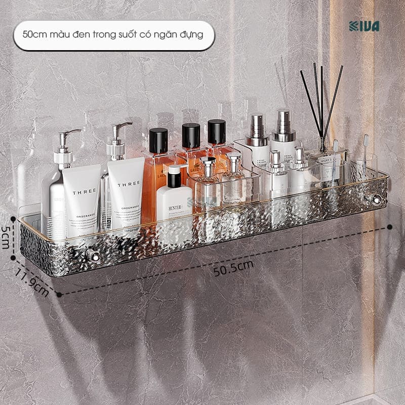 Kệ để đồ nhà tắm KIVA chất liệu Acrylic lắp đặt dán tường, thẩm mỹ, hiện đại và chắc chắn.