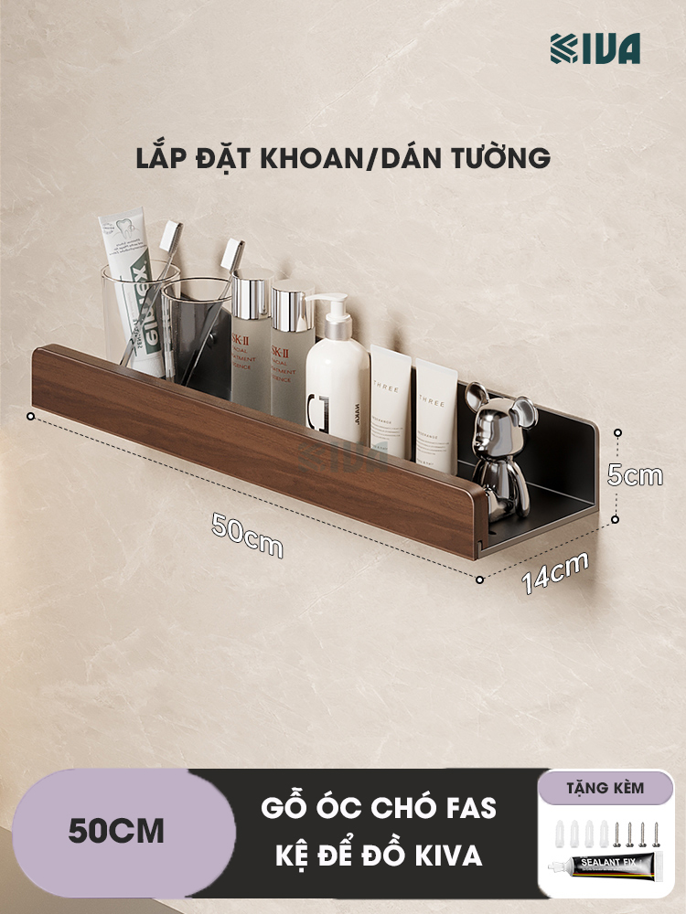 Kệ để đồ chữ nhật KIVA chất liệu gỗ óc chó cao cấp
