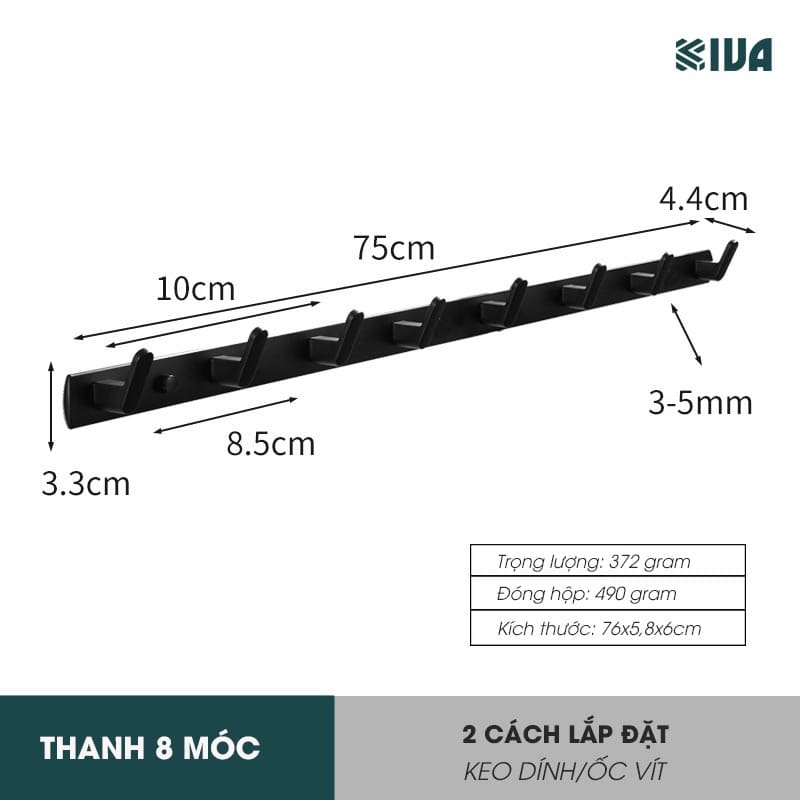 Móc Dán Tường Treo Đồ Chịu Lực Siêu Dính KIVA, Chất Liệu Nhôm Hàng Không, Lắp Đặt Không Cần Khoan, Sử Dụng Đa Năng.