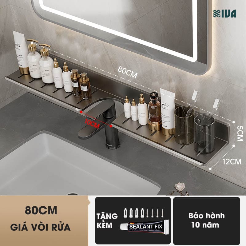 Giá kệ vòi rửa mặt, vòi rửa bát KIVA chất liệu nhôm hàng không, lắp đặt bằng 2 cách.