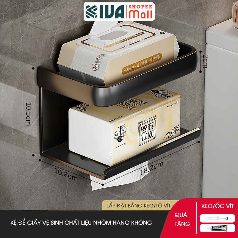 Hộp Đựng Giấy Vệ Sinh Nhà Tắm KIVA Chất Liệu Nhôm Hàng Không, Lắp Đặt Không Cần Khoan, Bảo Hành 10 Năm.