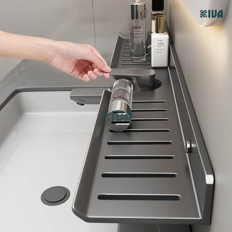 Giá kệ vòi rửa mặt, vòi rửa bát KIVA chất liệu nhôm hàng không, lắp đặt bằng 2 cách.