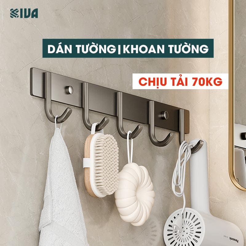 Móc Dán Tường Chịu Lực Siêu Dính KIVA Chữ C, Chất Liệu Nhôm Hàng Không Cao Cấp, Tặng Kèm Keo Siêu Dính, Ốc Vít