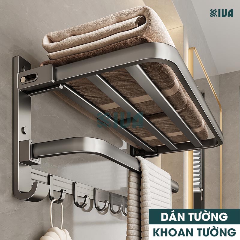 Giá kệ để khăn, để đồ nhà tắm KIVA, đa dạng mẫu mã, thiết kế, kích thước và màu sắc, chất liệu nhôm hàng không cao cấp.