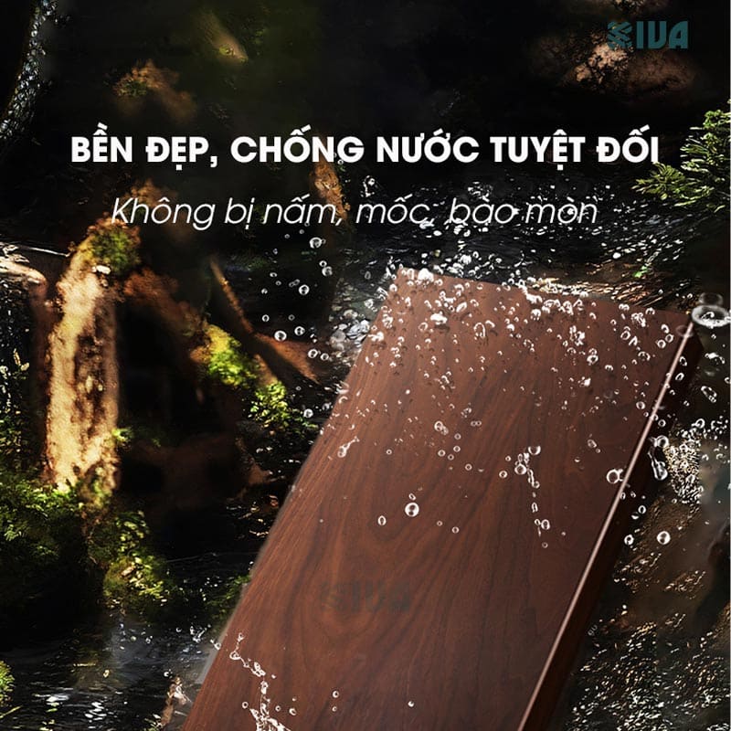 Kệ để đồ nhà tắm, phòng tắm KIVA chất liệu gỗ óc chó, lắp đặt 2 cách, dán tường hoặc khoan tường.