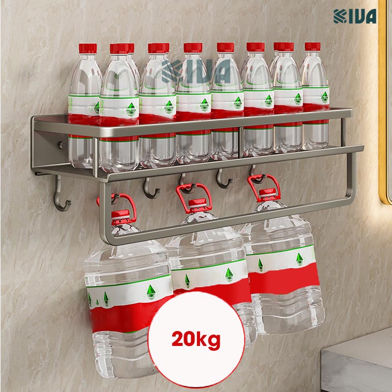 Giá kệ nhà tắm để đồ dán tường KIVA BORO, chất liệu nhôm hàng không cao cấp, bảo hành 10 năm.