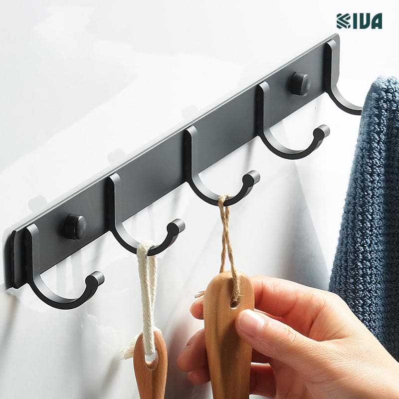 Móc Dán Tường Chữ C Treo Đồ Chịu Lực Siêu Dính KIVA Chất Liệu Nhôm Hàng Không, Lắp Đặt Không Cần Khoan.