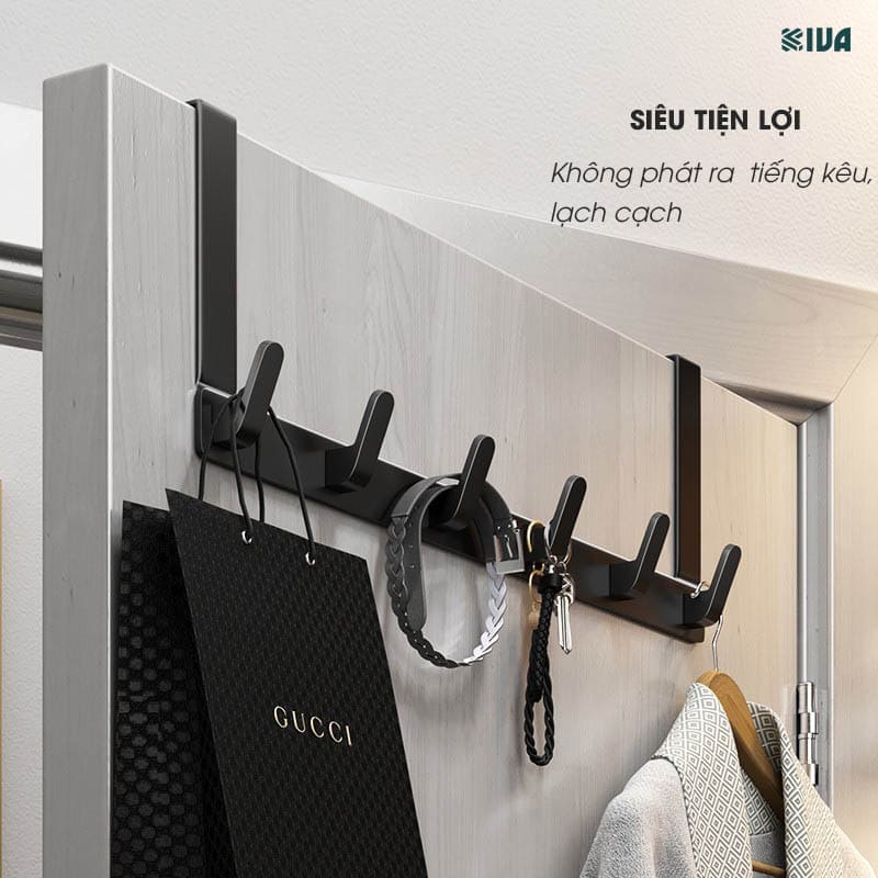 Móc Treo Quần Áo Sau Cửa KIVA, Chất Liệu Nhôm Hàng Không Cao Cấp