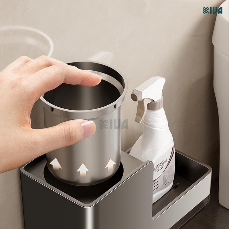 Chổi cọ, chà bồn cầu, toilet KIVA, chất liệu nhôm hàng không, không gỉ sét.
